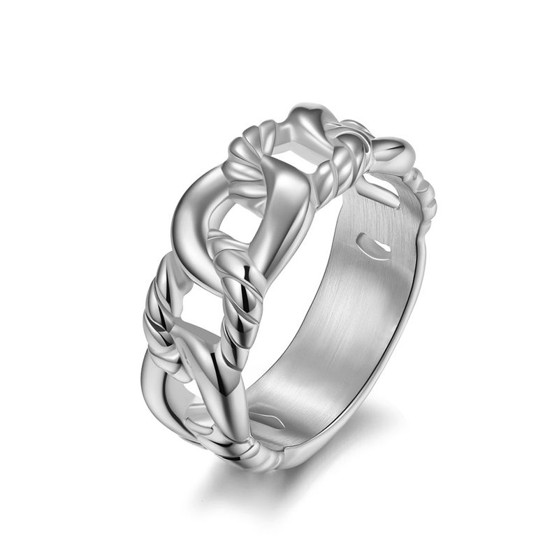 Hip Hop Style Titanium Cuban Trendy Personality Outfit Stainless Steel Black Plated Chain Ring_voghion.com