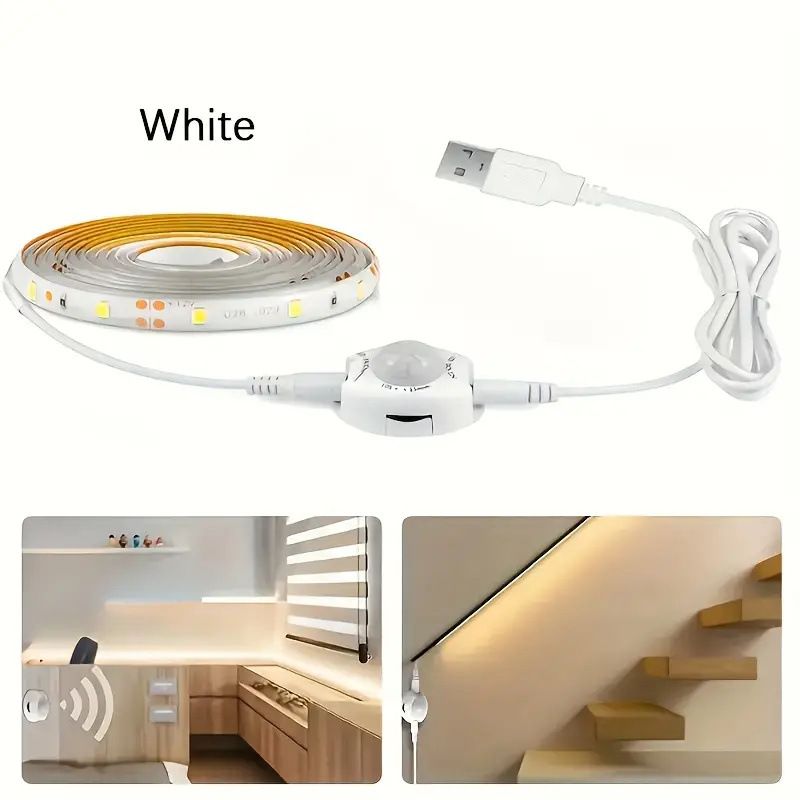 2835 LED Strip Lights With Turtle Shell Design, 5V Motion Sensor Cabinet Lights, Waterproof TV Backlighting, Warm White/Cool White_voghion.com