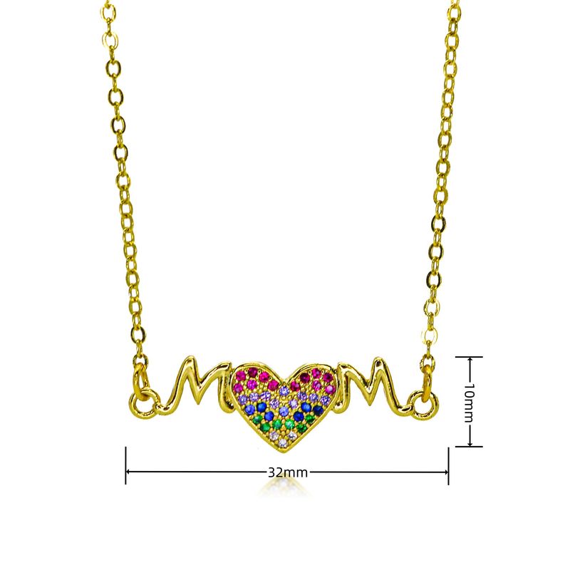 New Mother's Day Jewelry Creative Zircon MOM Heart Shaped Letter Pendant Necklace Versatile Clavicle Chain_voghion.com