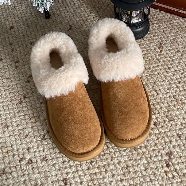 Clouds On The Tree ~ 2025 Winter New Thickened Fleece Sheepskin Snow Boots For Women Warm Cotton Shoes_voghion.com