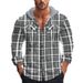 American Style Autumn Winter Plaid Hooded Flannel Jacquard Men's Trendy Casual Shirt Men_voghion.com