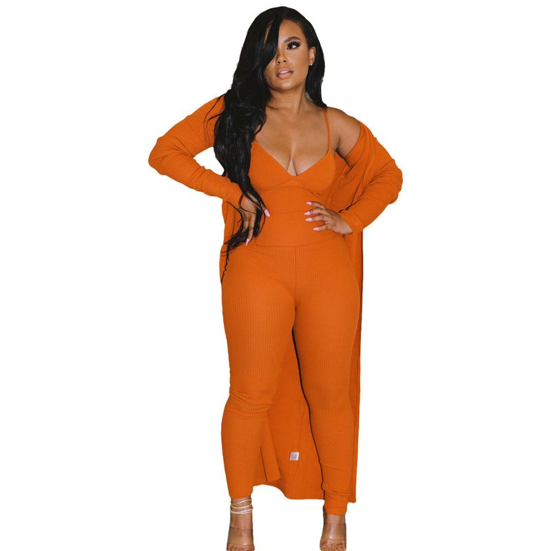 Pantalon une pièce + veste à manches longues pour femmes, décontracté, couleur unie, col bas, col licou_voghion.com