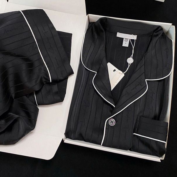 Frühling und Herbst Neue Paar Pyjamas Frauen Eis Langarm Strickjacke Seide Zwei Stück Set Live Broadcast Internet_voghion.com