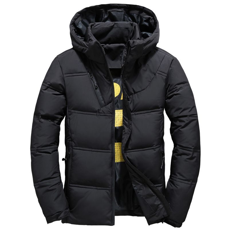 Giacca invernale da uomo casual corta con cappuccio, da ragazzo, in piumino d'anatra bianco_voghion.com