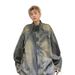 Gradient Tie Dye Jeansjacke für Herren im Herbst mit Stehkragen-Design, Nischenkleidung_voghion.com