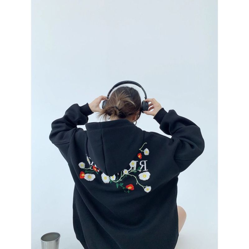 Women's Clothing counter cut label winter style oversize lazy heavy embroidery plus velvet sweater for women_voghion.com