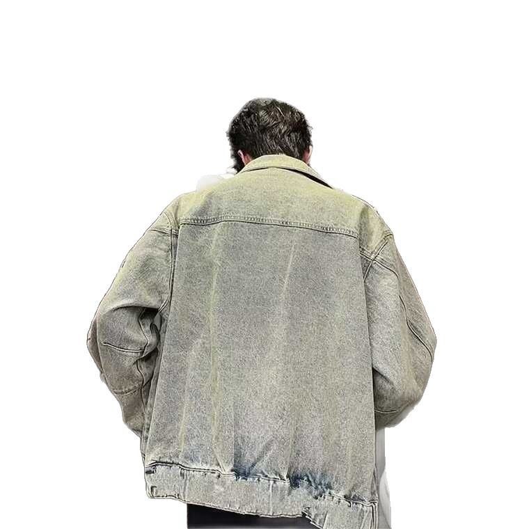 Geeignet für alle Jahreszeiten Frühling und Herbst High Street Vintage Washed Jacke für Männer 2025 Neuer cooler Jeansmantel im amerikanischen Stil Umlegekragenoberteil_voghion.com