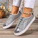 Summer Sequin New Front Tie Solid Color Plus Size Sneakers_voghion.com