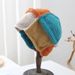 Cappello da pescatore lavorato a mano a blocchi di colore per donna, versatile berretto in lana calda per autunno e inverno_voghion.com