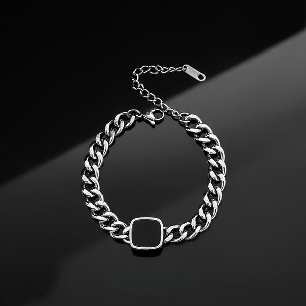 Square Cuban Bracelet For Men Titanium Steel Non-Fading Trendy Versatile Niche Hip-Hop Punk Bold Necklace_voghion.com