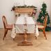 Nappe de Noël – Housse de table à manger en polyester brodée Père Noël et renne, décoration de Noël rouge classique pour tables basses et à manger_voghion.com