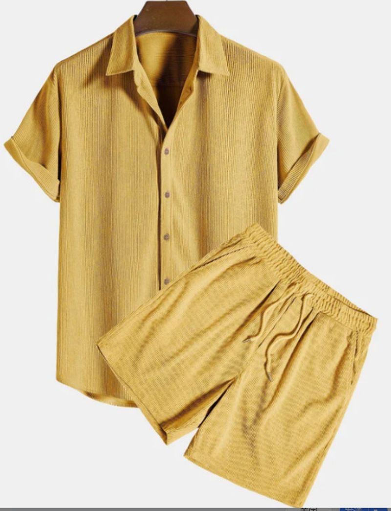 Meeste vabaajarõivad, vabad mitmevärvilised rannarõivad, velvetist lühikeste varrukatega ülikond, kaheosaline komplekt_voghion.com