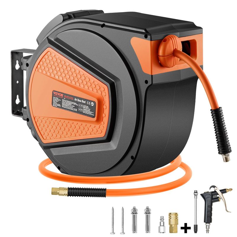 VEVOR Retractable Air Hose Reel 3/8 IN X 65 FT Hybrid Enclosed Air Hose 300 PSI_voghion.com