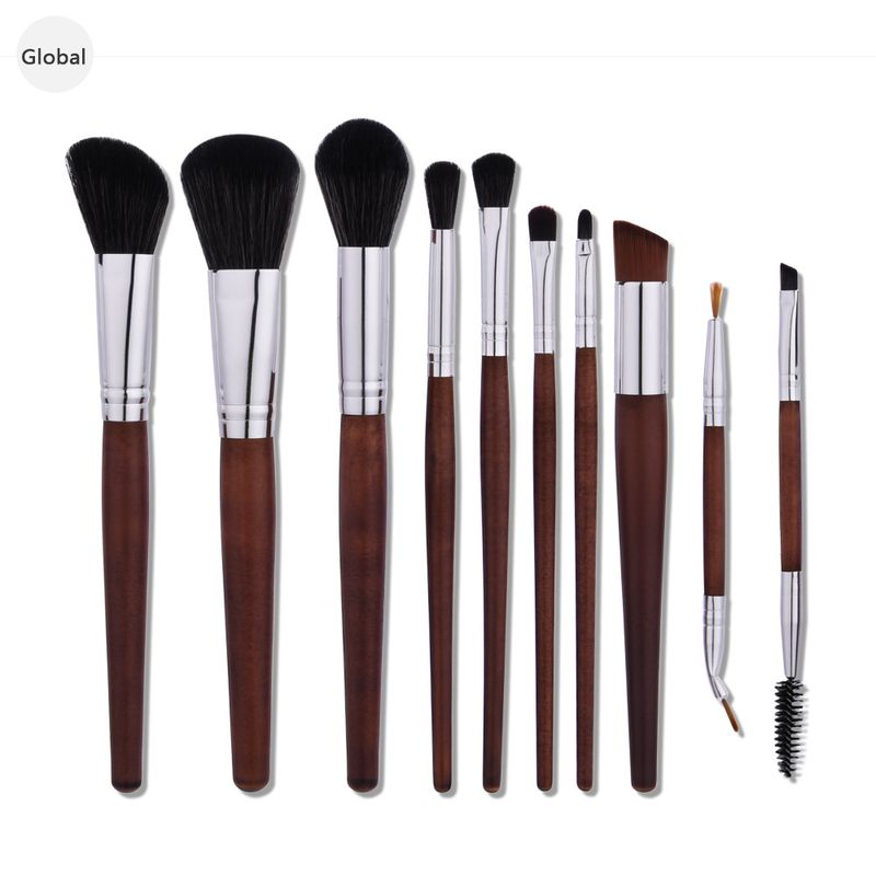 10-piece makeup brush set, beauty tools, foundation brush, eyelash brush, black mahogany brush set GUJHUI_voghion.com