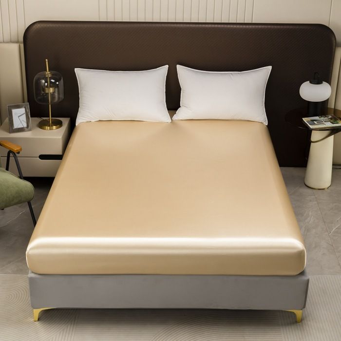 Satin Bed Sheet Cover - Silky Soft & Breathable Fitted Sheet (Solid Color, Elastic Edges, Easy Care, Single Piece For Standard Mattress)​​_voghion.com