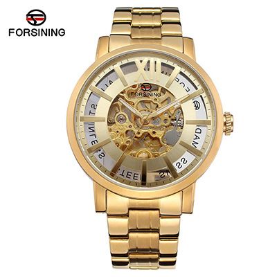 New FORSINING/Fossini Men's Automatic Flywheel Mechanical Watch Hollow-out Literal Business Watch_voghion.com