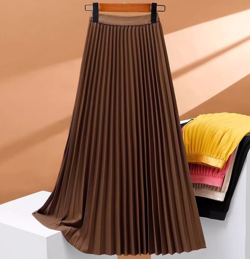 Fustă plisată de înaltă calitate pentru femei, cu imprimeu floral, culoare uni, cu leagăn mare_voghion.com