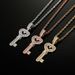 Super Flash INS Trend Square Diamond Clavicle Chain Heart Key Pendant High End Light Luxury Net Celebrity Necklace_voghion.com
