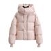Women's Short Padded Coat – Winter-Ready Polyester Quilted Jacket With Spot Pattern (M-XXL, Pink/Black/White/Brown)_voghion.com