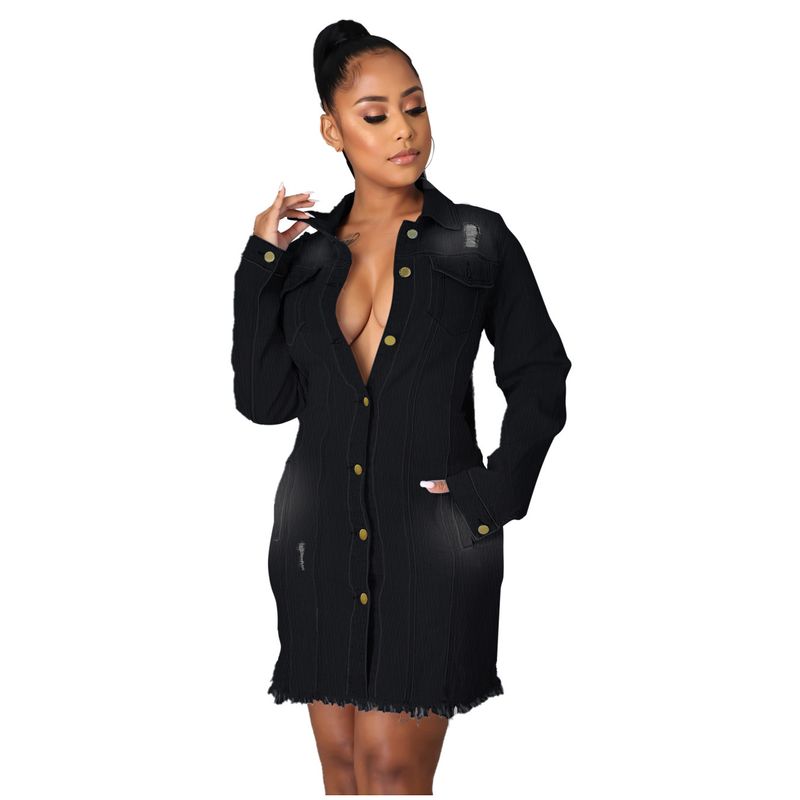 Chaqueta vaquera con agujeros y corte entallado para mujer nueva_voghion.com