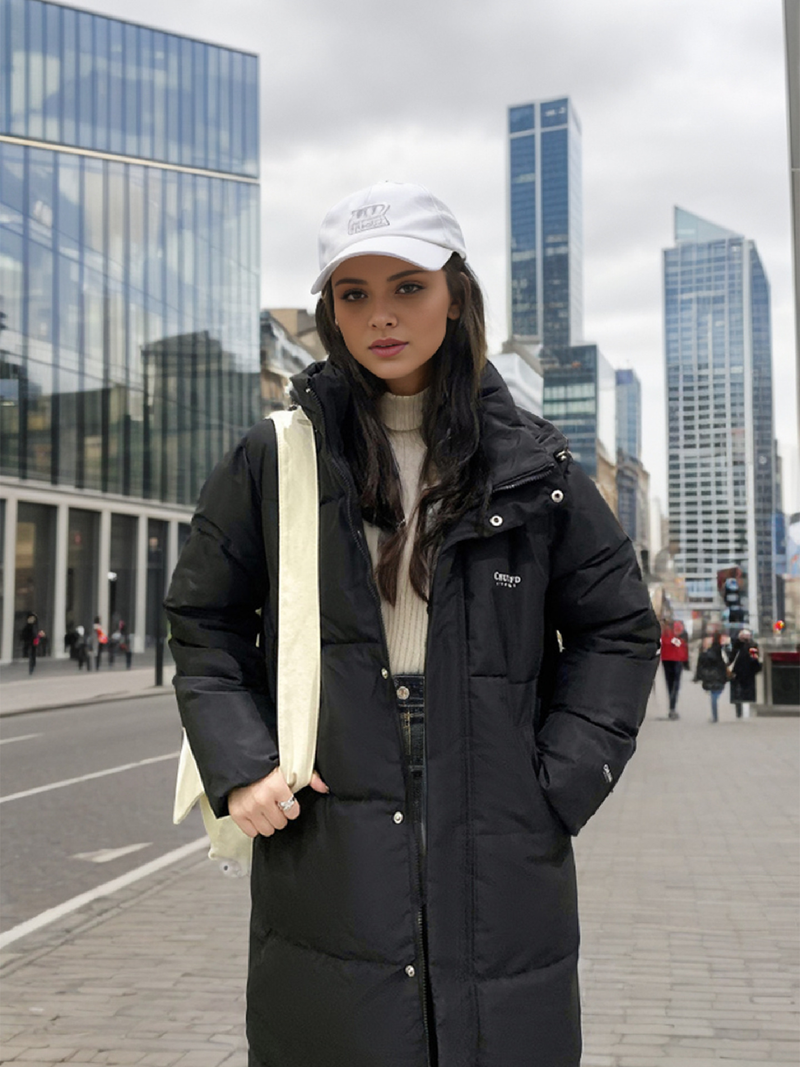 Abbigliamento da donna Cappotto lungo in cotone con cappuccio al ginocchio per donna cappotto di pane sciolto e ispessito giacca casual in cotone_voghion.com