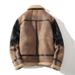 Men's Two-Tone Faux Shearling Jacket – Zip-Up Fleece-Lined Winter Coat With Notch Lapel (Brown, M-5XL)_voghion.com