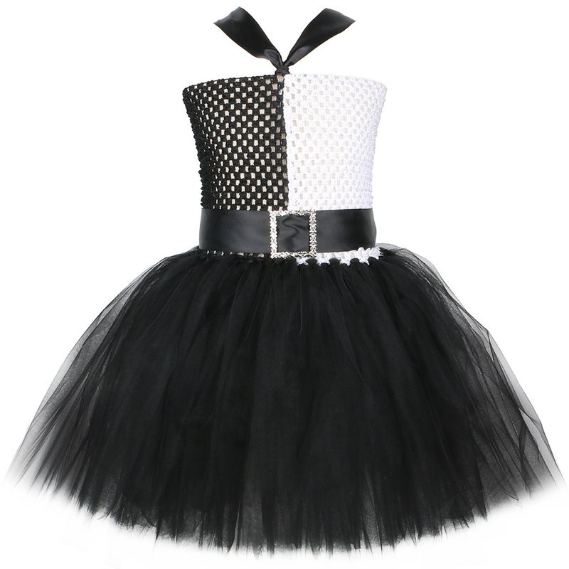 Vêtements pour enfants 101 chiens fidèles cos sorcière noire et blanche Cruella robe pour enfants Cruella de Vil costume de performance du festival_voghion.com