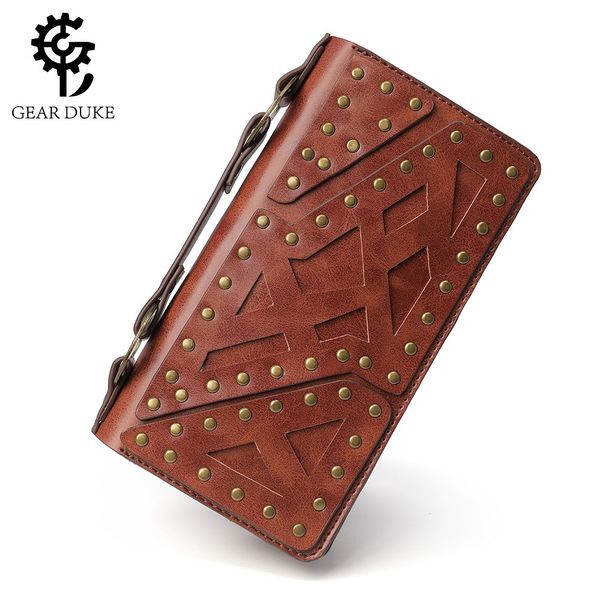 Portefeuille long pour femme de style punk – Pochette à double fermeture éclair, sac à main en cuir PU tendance pour un usage quotidien et idée cadeau parfaite_voghion.com