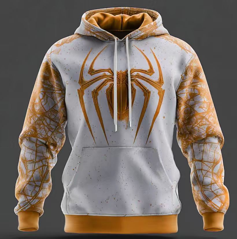 New Spring And Autumn Men's Hoodie Spider 3D Print Three-Dimensional Patch Pocket Fashion Casual Sweatshirt_voghion.com