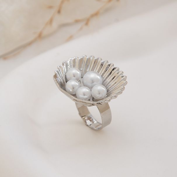 Grenzüberschreitender Strohhut-Design-übertriebener Knöchelring im europäischen und amerikanischen Außenhandelsstil mit Retro-Perlenring_voghion.com