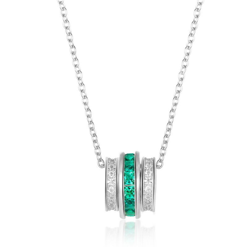 Grow Emerald kolm pööratavat rõngast ripats S925 hõbedast kaelakee_voghion.com