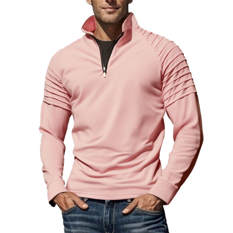 Autumn Men's Fitness Long Sleeve Zip-Up Stand Collar Sweatshirt - Lightweight, Breathable, Comfortable Pullover For Gym, Casual Wear - S-XXL_voghion.com