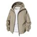 Unisex Waterproof Windbreaker Jacket – Oversized Streetwear Hooded Windcoat (S-XXXL, Mocha/Black/White)_voghion.com