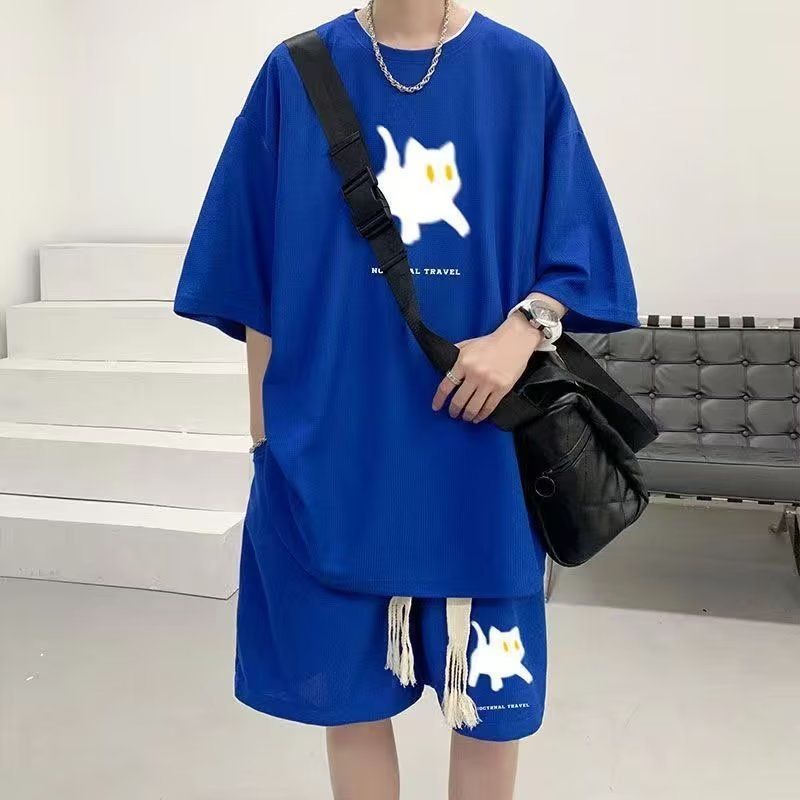 Men's National Tide Suit Waffle Shorts Original Trendy Brand Sports Shorts Casual Large Size Loose Shorts_voghion.com
