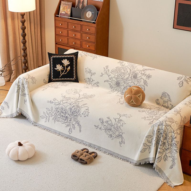Housse de canapé extensible monobloc (tissu jacquard 4 saisons, style moderne du milieu du siècle, antidérapant, décoration d'intérieur élégante)_voghion.com