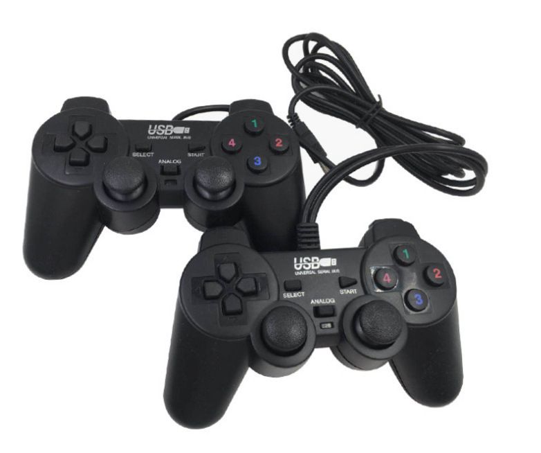 Controller USB208 Single Shock nero per PC, computer, gioco cablato, doppio giocatore, battaglia_voghion.com