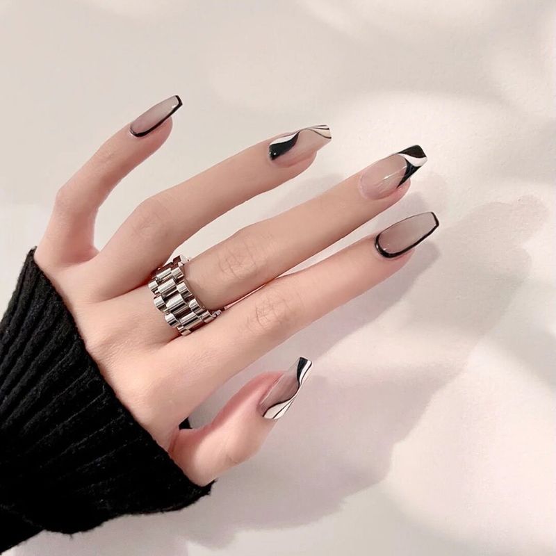 Wearable checkerboard pattern, wearing detachable nail patches, finished product Y11_voghion.com