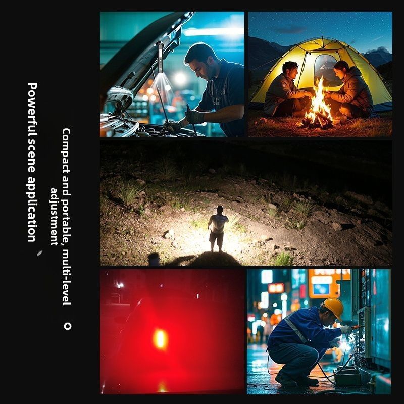 Torcia elettrica ricaricabile multifunzione ad alta luminosità con tecnologia nera, laser portatile a lungo raggio ultra luminoso_voghion.com