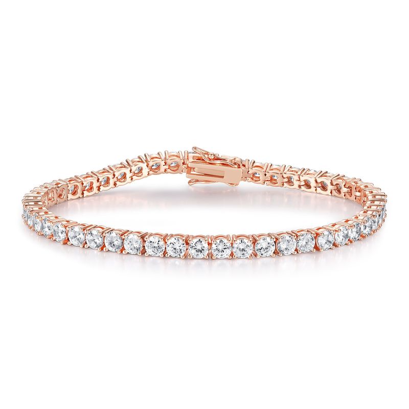 Bracciale tennis leggero di lusso placcato in rame con zirconi color oro speciale_voghion.com