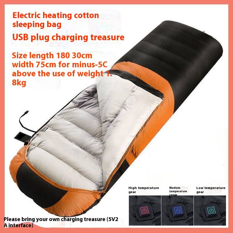 Cobertor elétrico com aquecimento para adultos, saco de dormir para áreas externas, inverno, espessado, banco de energia USB, colcha anti-chute, lavável à máquina_voghion.com