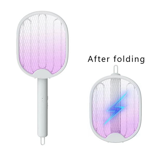 Foldable Electric Mosquito Killer Fly Swatter Trap USB Rechargeable Mosquito Racket Insect Killer with UV Light Bug Zapper 3000V_voghion.com
