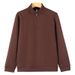 Felpa da uomo morbida e comoda con mezza zip e collo alto - Pullover casual da indossare tutti i giorni (bianco, nero, blu, caffè)_voghion.com