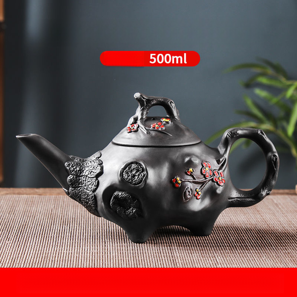 Teiera a molla con beccuccio lungo in argilla Yixing Zisha Zhu, fatta a mano, filtro con foro a sfera, teiera in ceramica di grande capacità per il tè Kung Fu._voghion.com