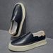 Men's First Layer Cowhide Thick Sole Casual Sneakers Spring New Lazy Slip-On White Shoes Genuine Leather Breathable_voghion.com