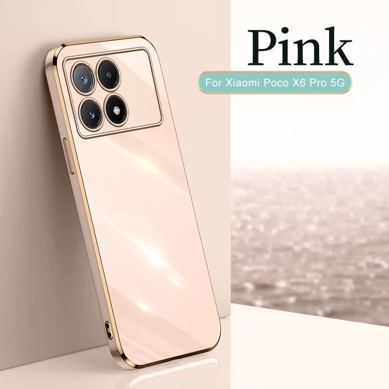 For Xiaomi Poco X6 Pro Case Square Plating TPU Soft Back Cover Poxo Little X6Pro X 6 PocoX6 PocoX6Pro 5G Camera_voghion.com