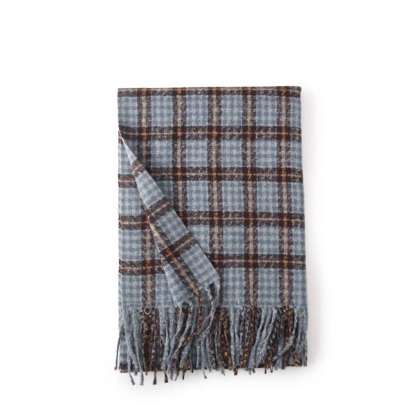 2024 Hierscht/Wanter Neie Koreanesche Karo-Schal, villfälteg, mëttlerer Längt, fir Dammen, Kaschmir-Quasten-Schal_voghion.com