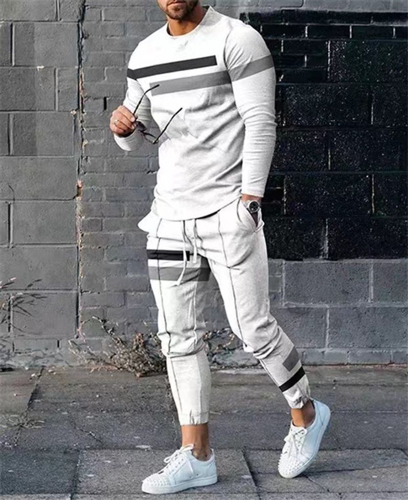 2024 New Wear Leisure Two piece Spring and Autumn Round Neck 3D Digital Printed Men's Set_voghion.com