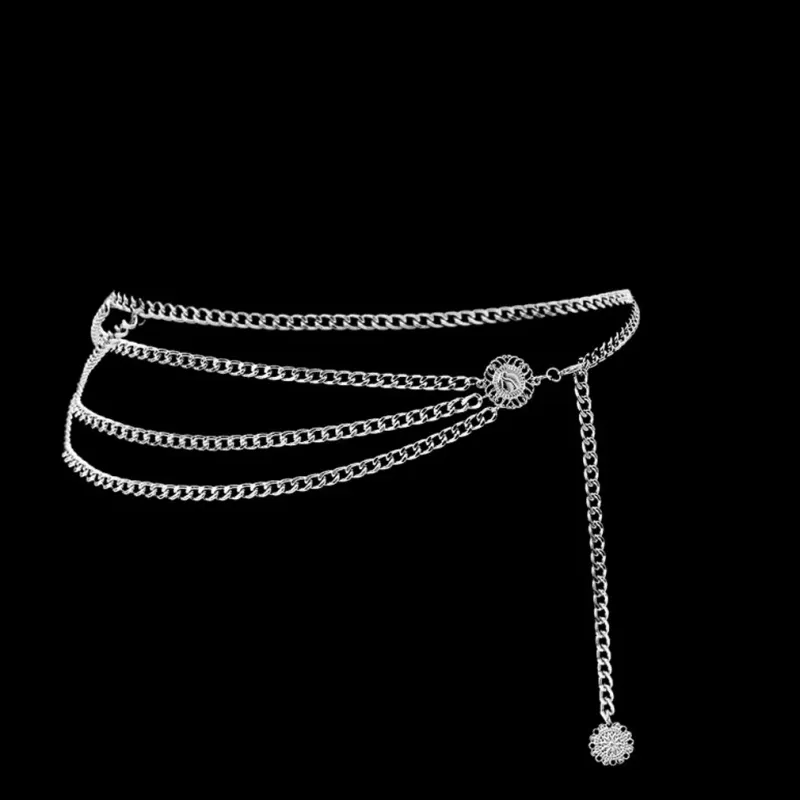 HOT Bohemian Retro Style Multilayer Alloy Body for Women Round Pendant Belly Waist Chain Jewelry corset belt_voghion.com