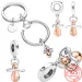 Neues, beliebtes Charm-Set aus 925er Sterlingsilber: Halskette, Ring, Schnuller, Schlüsselanhänger – ein klassisches Geschenk für Damen und modische Accessoires._voghion.com