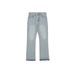 Calça jeans masculina com bainha azul e borlas, estilo high street, lavada, retrô, flare, cleanfit_voghion.com